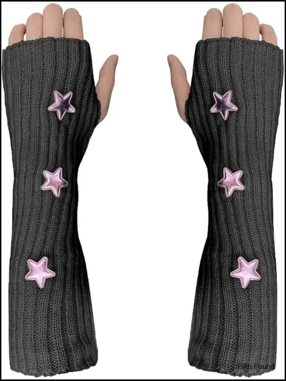 Y2K Kawaii Goth Fingerless Arm Warmers Knitted Gloves for Women